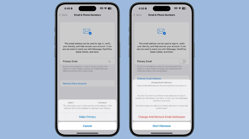 绿春苹果手机维修分享苹果 iOS 18.1 支持设置“主要”邮箱地址并更改 iCloud 邮箱 