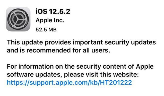 绿春苹果手机维修分享iOS12.5.2发布，建议所有老苹果用户安装 